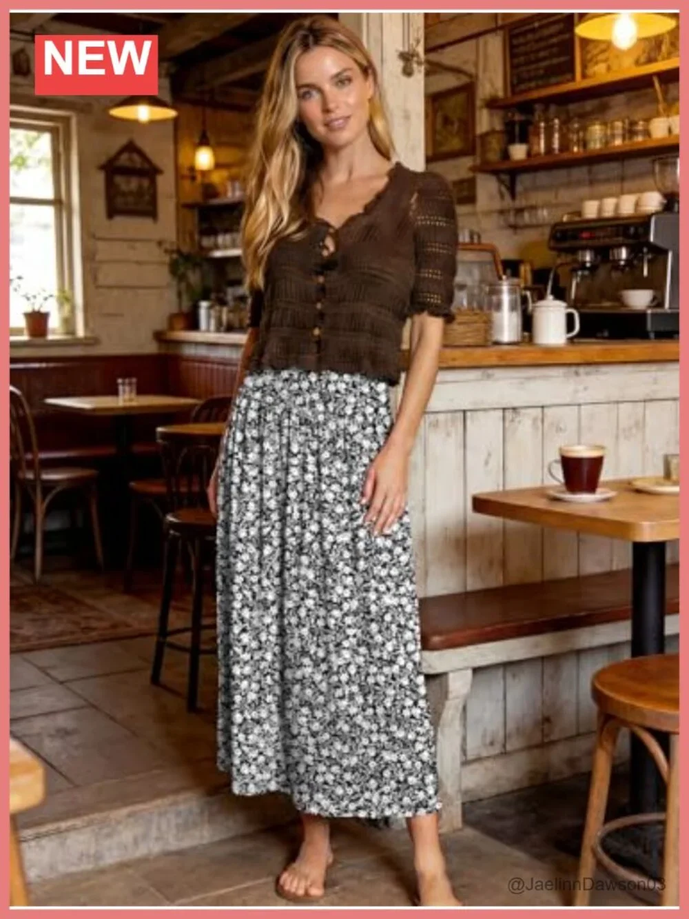 Women's Boho Maxi Skirt with Pockets High Waist Flowy A-Line Side Slit